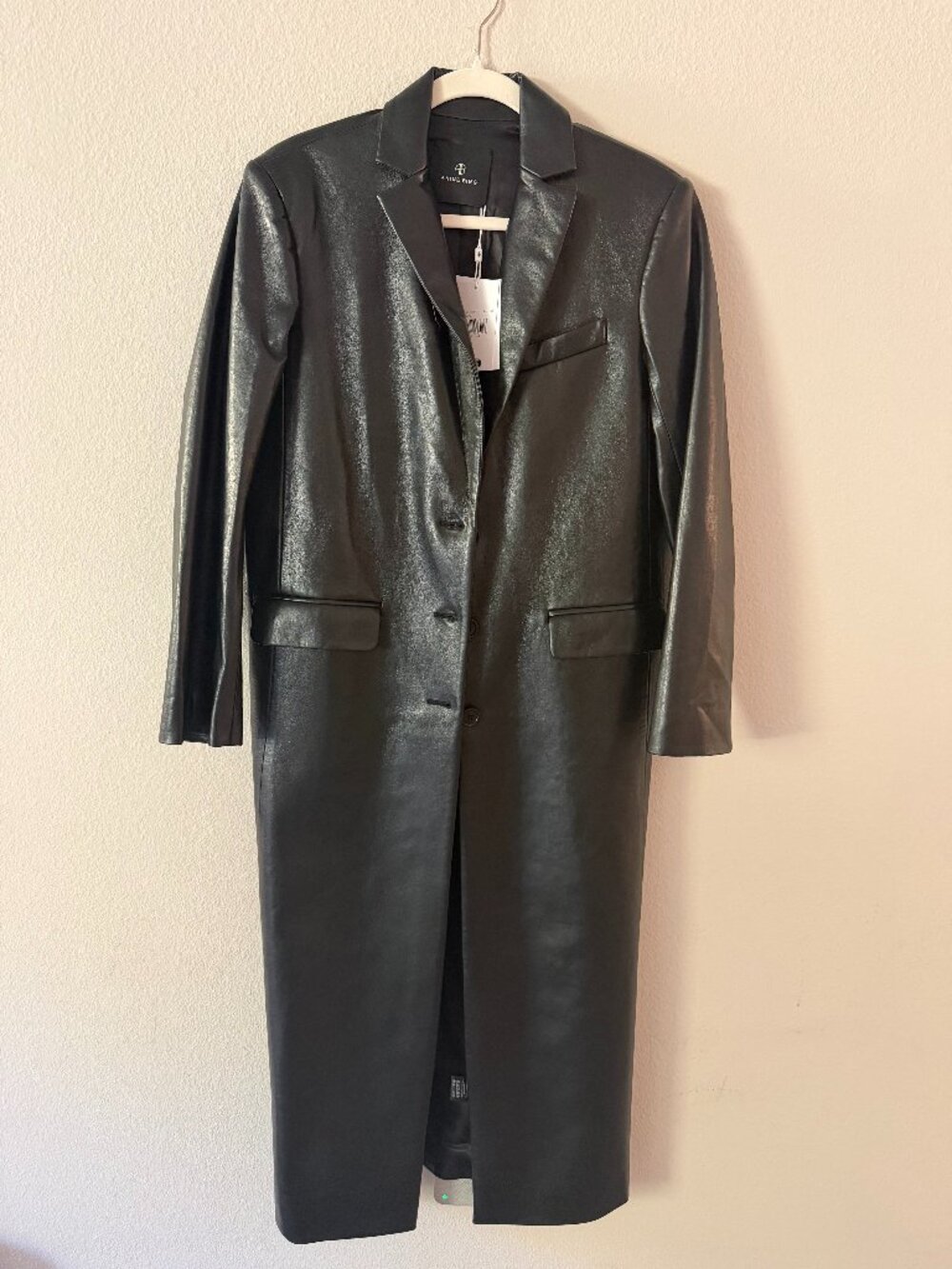 ANINE BING Quinn Coat — Black Recycled Leather